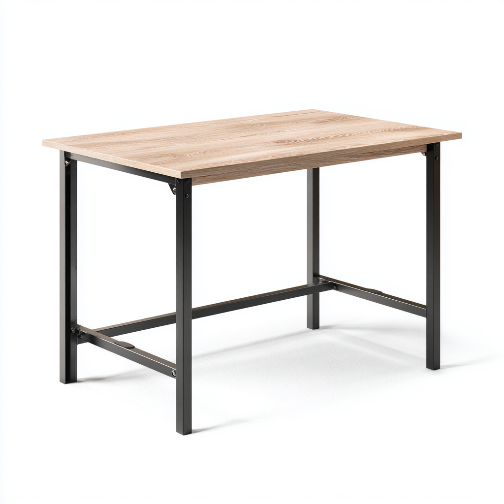 Scrivania in legno e metallo 100x55x75 cm - rovere-nero - per ufficio - stile moderno-Roomgohaus