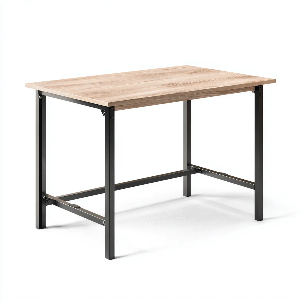 Scrivania in legno e metallo 100x55x75 cm - rovere-nero - per ufficio - stile moderno-Roomgohaus