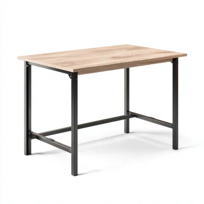 Scrivania in legno e metallo 100x55x75 cm - rovere-nero - per ufficio - stile moderno-Roomgohaus