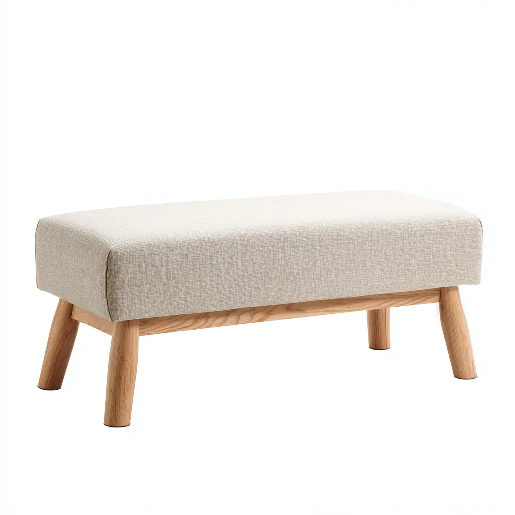 Panca da ingresso in legno 80x35x45 cm - tessuto beige - per corridoio - design moderno-Roomgohaus