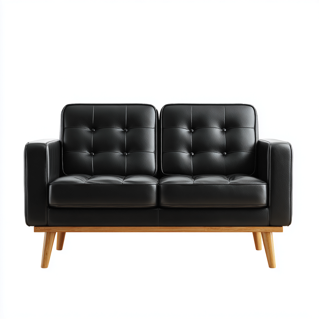 Divano lineare Pelle Legno 150x78x85 cm - Nero - Stile moderno-Roomgohaus