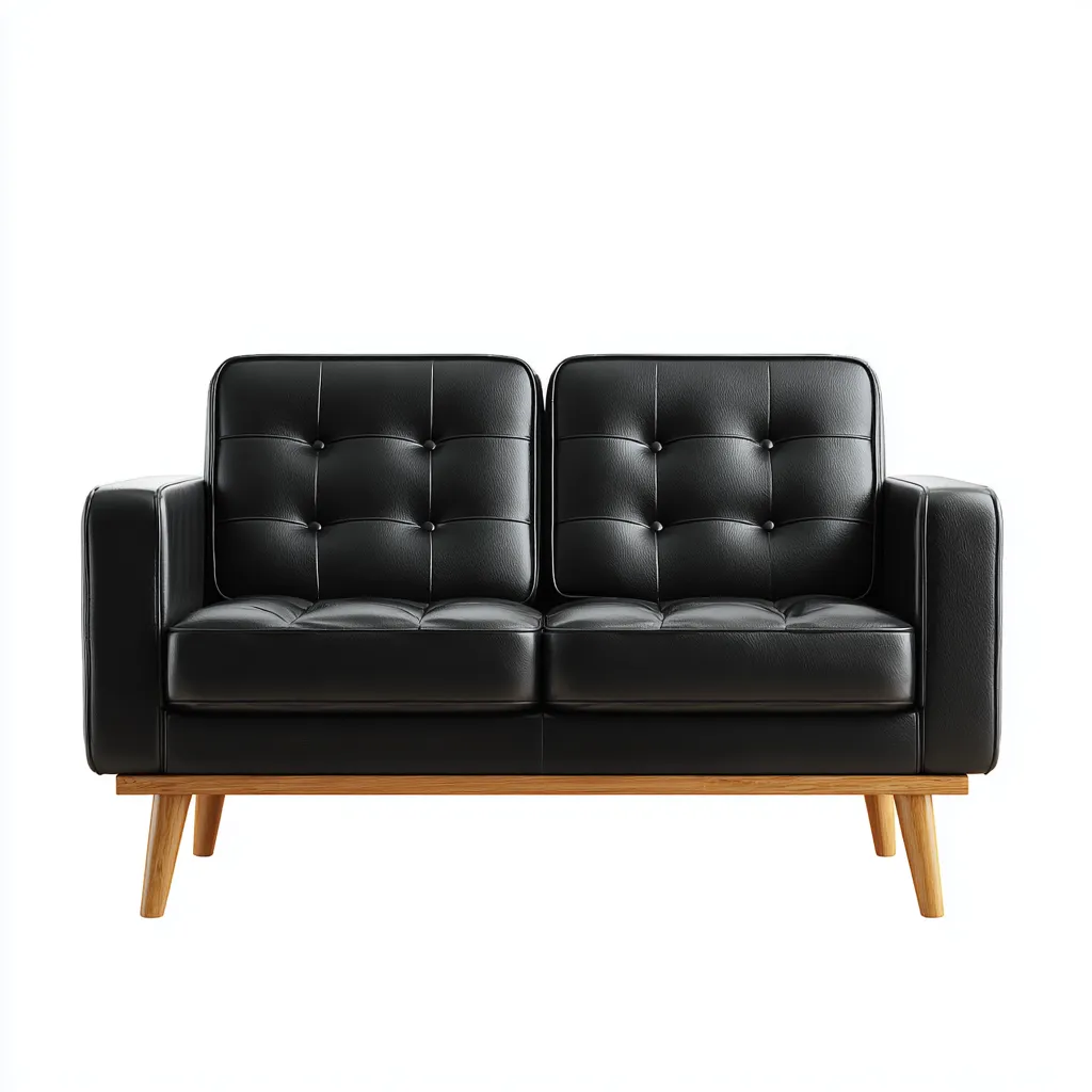 Divano lineare Pelle Legno 150x78x85 cm - Nero - Stile moderno-Roomgohaus