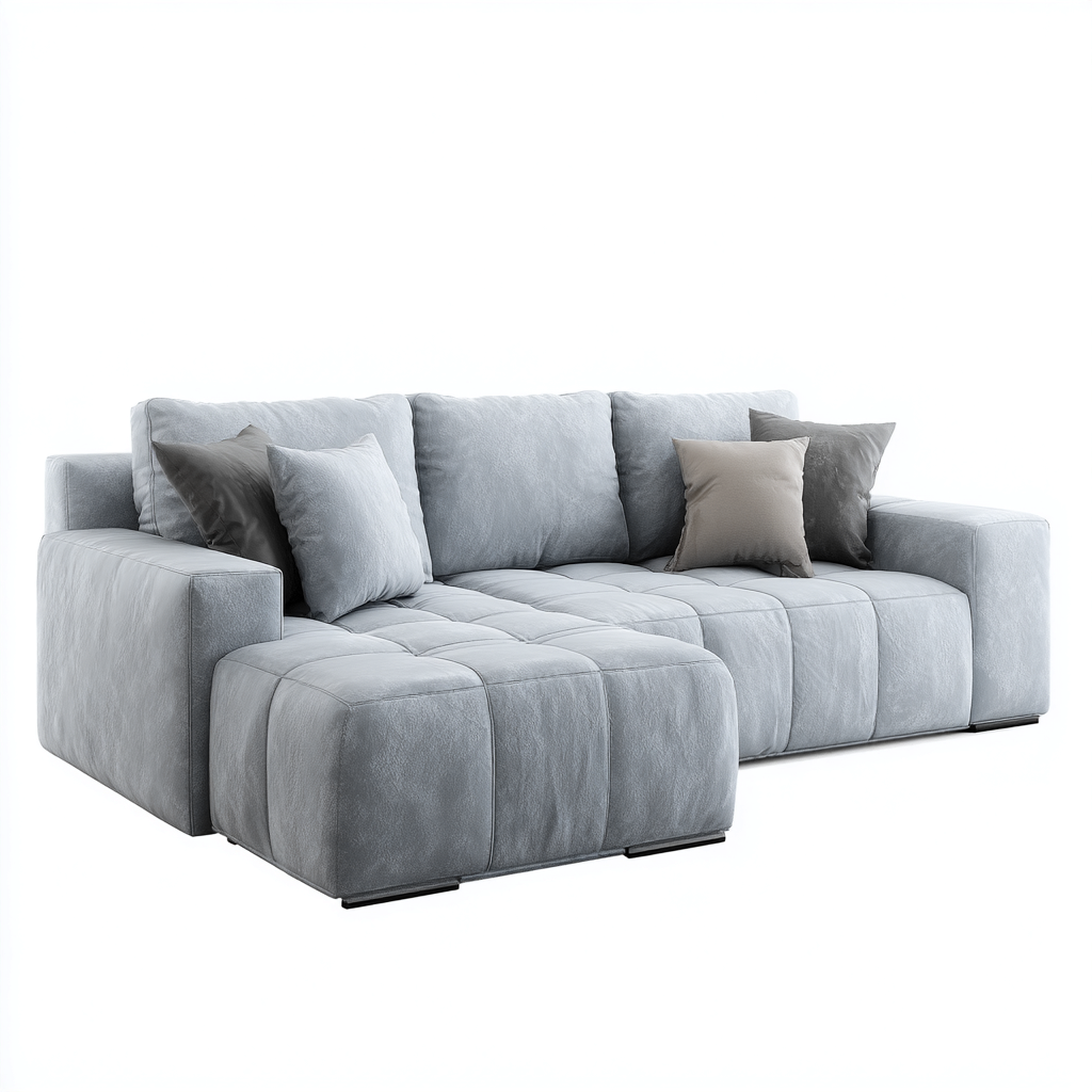 Divano angolare in tessuto 285x160x85 cm - grigio chiaro - per soggiorno - stile moderno-Roomgohaus