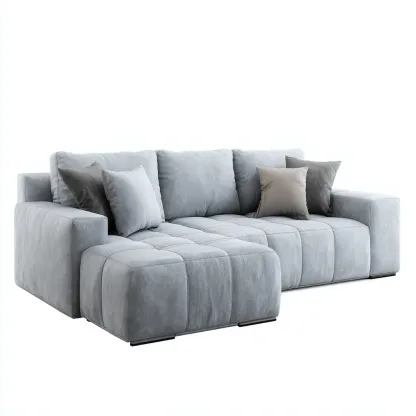 Divano angolare in tessuto 285x160x85 cm - grigio chiaro - per soggiorno - stile moderno-Roomgohaus