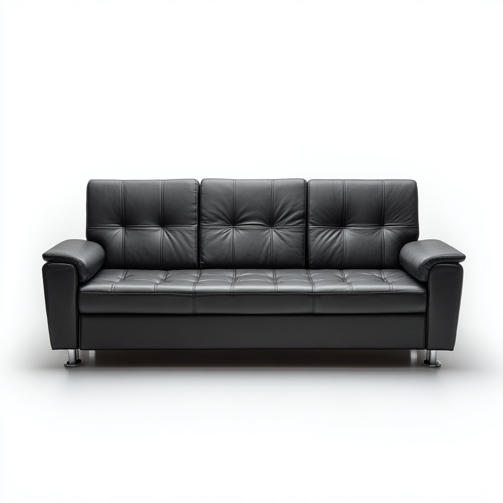 Divano lineare Pelle 198x88x92 cm - Nero - Design moderno-Roomgohaus