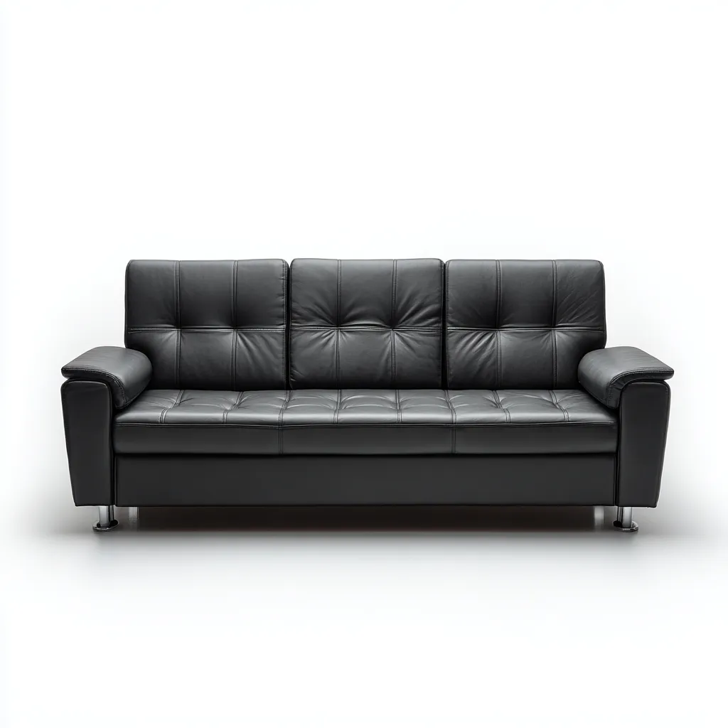 Divano lineare Pelle 198x88x92 cm - Nero - Design moderno-Roomgohaus