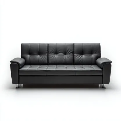 Divano lineare Pelle 198x88x92 cm - Nero - Design moderno-Roomgohaus