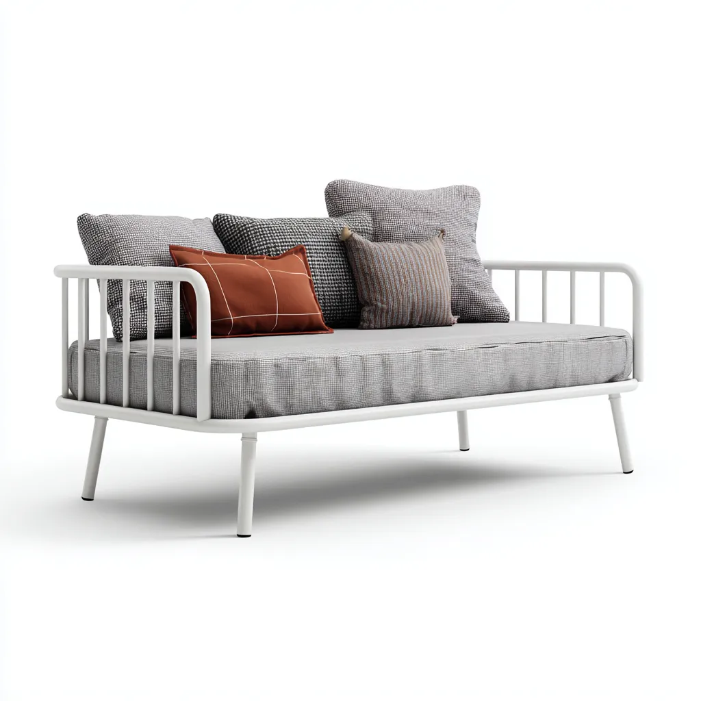 Divano letto in metallo 190x80x85 cm - bianco - design moderno per camera da letto-Roomgohaus