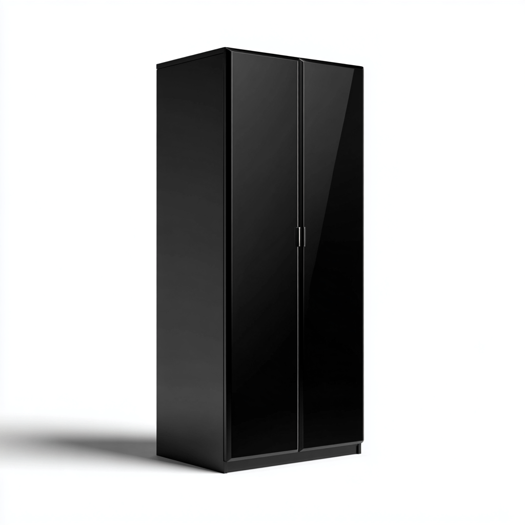 Armadio Legno-Legno verniciato 100x55x200 cm - Nero - Struttura moderna-Roomgohaus