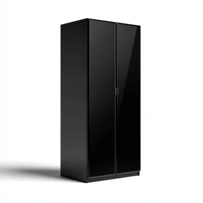 Armadio Legno-Legno verniciato 100x55x200 cm - Nero - Struttura moderna-Roomgohaus