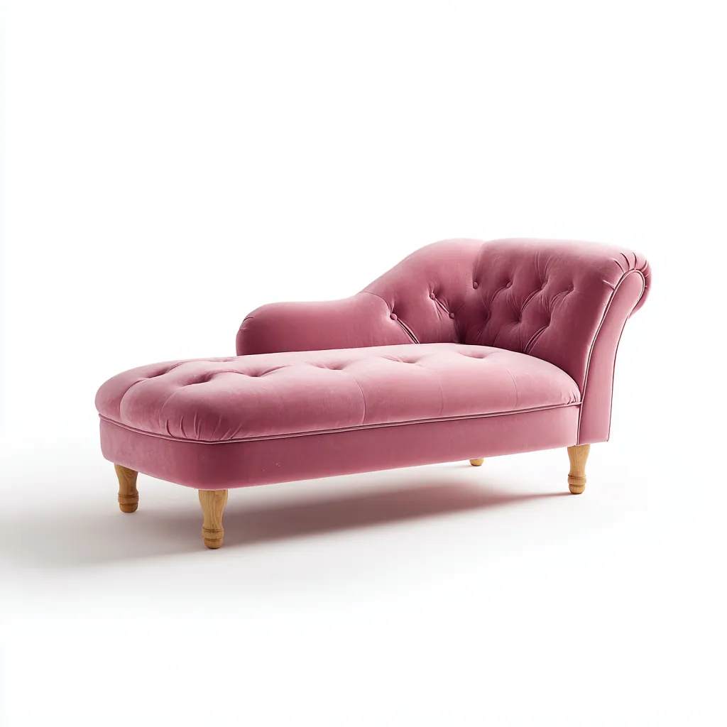 Chaise longue Velluto Legno 180x80x85 cm - Rosa - Stile classico-Roomgohaus