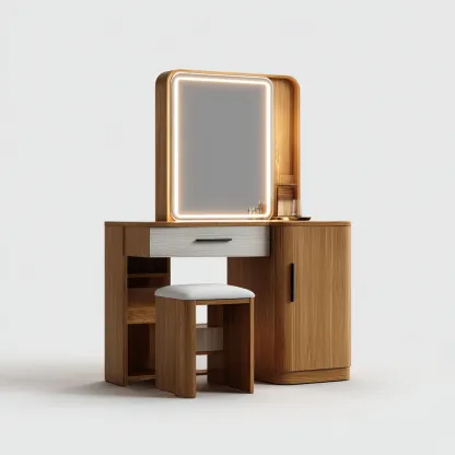 Toeletta in legno 90x40x140 cm - rovere naturale - per camera da letto - design moderno-Roomgohaus