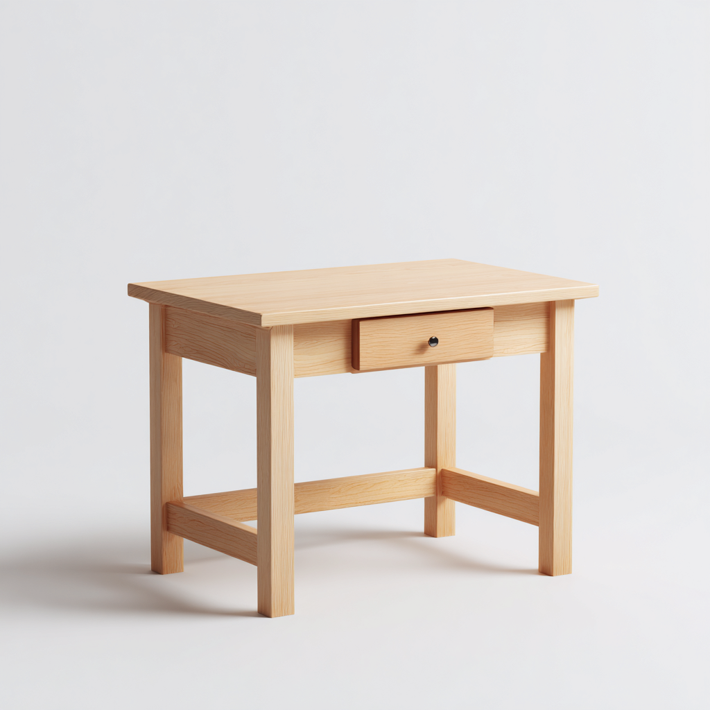 Scrivania per bambini in legno massello 90x50x60 cm - legno naturale - design compatto per studio-Roomgohaus