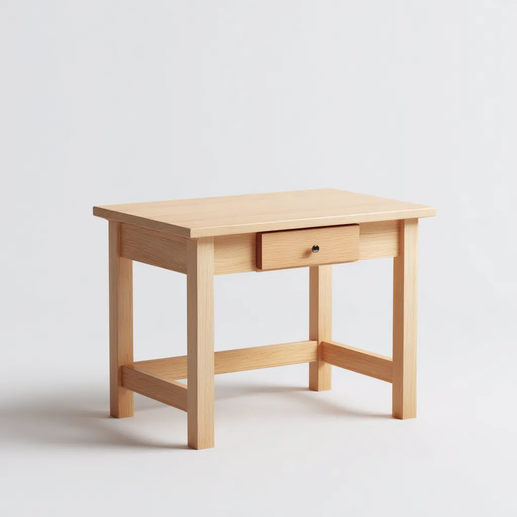 Scrivania per bambini in legno massello 90x50x60 cm - legno naturale - design compatto per studio-Roomgohaus