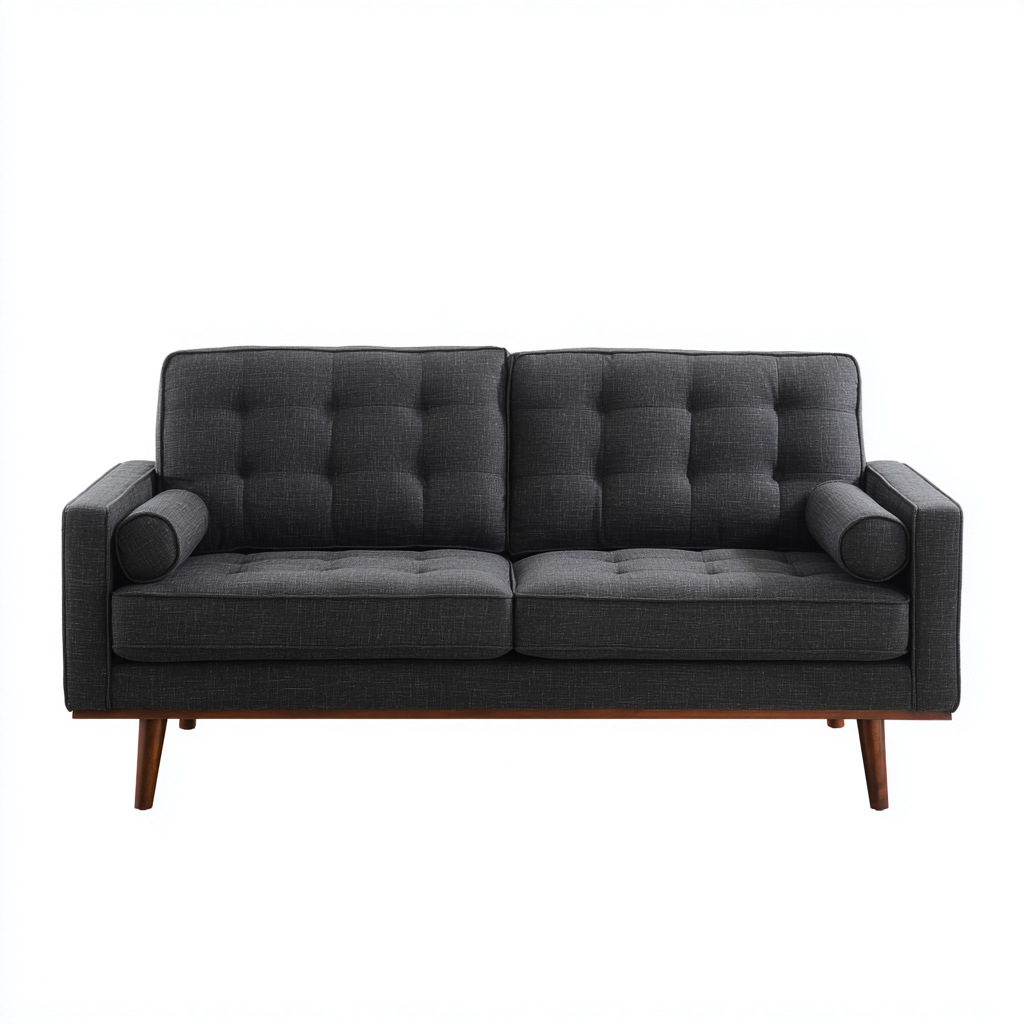 Divano lineare Tessuto Legno 180x85x88 cm - Grigio - Stile moderno-Roomgohaus