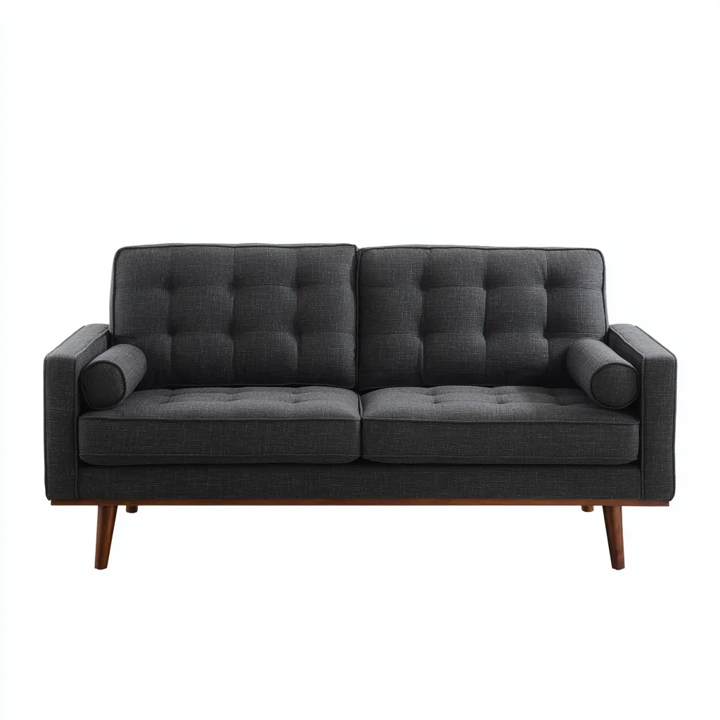 Divano lineare Tessuto Legno 180x85x88 cm - Grigio - Stile moderno-Roomgohaus