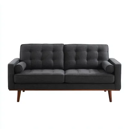 Divano lineare Tessuto Legno 180x85x88 cm - Grigio - Stile moderno-Roomgohaus