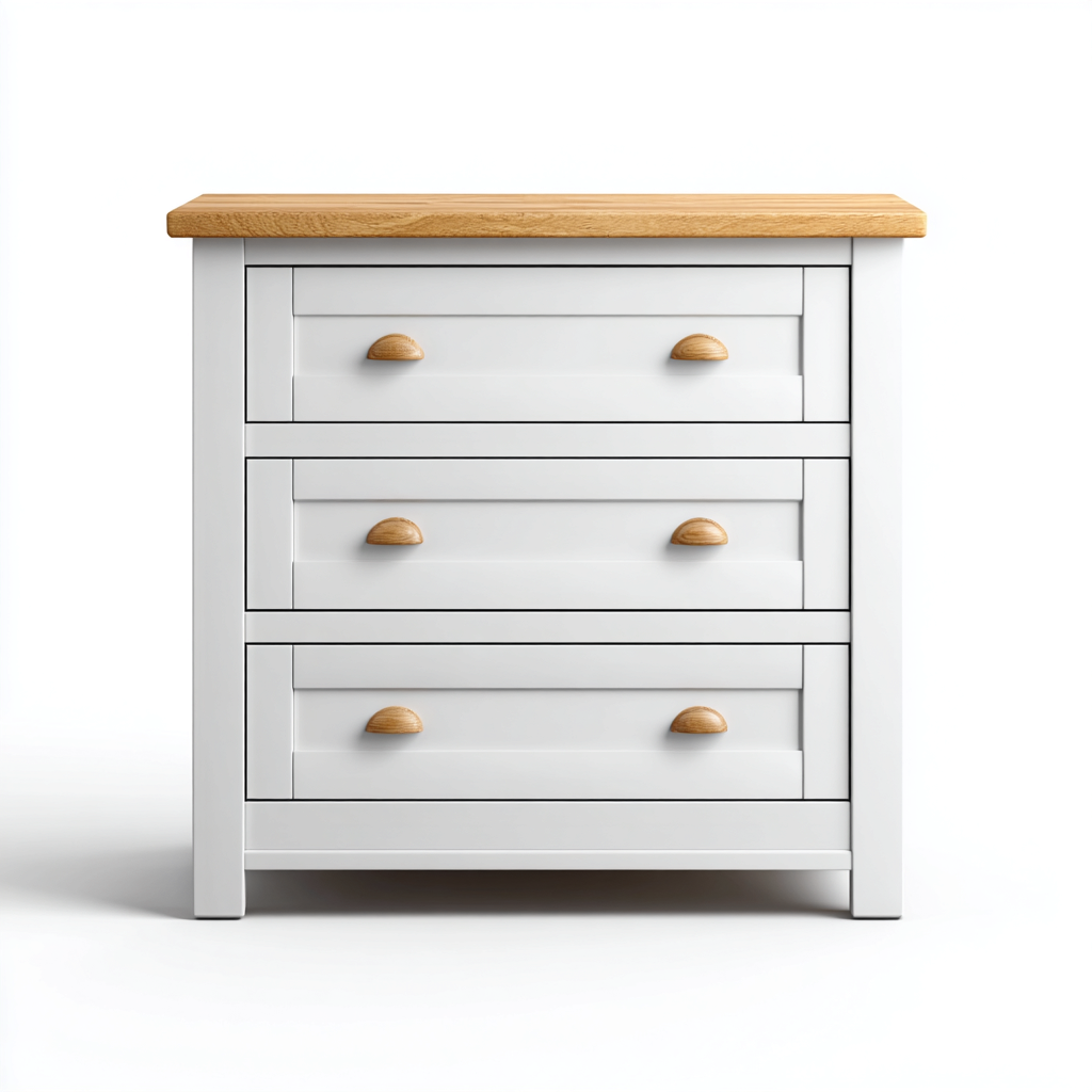 Cassettiera Legno 80x40x78 cm - Bianco-Naturale - Design moderno-Roomgohaus