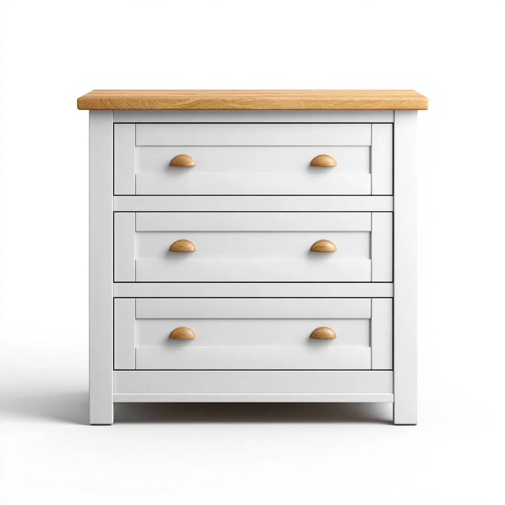 Cassettiera Legno 80x40x78 cm - Bianco-Naturale - Design moderno-Roomgohaus