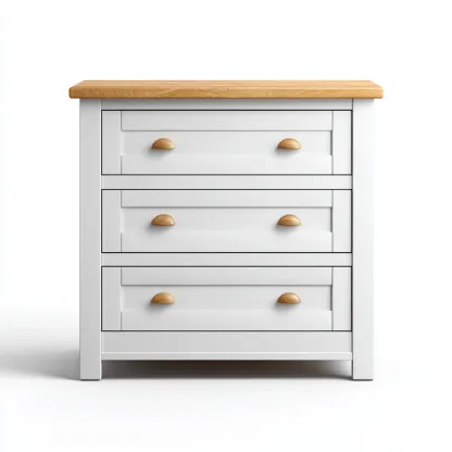 Cassettiera Legno 80x40x78 cm - Bianco-Naturale - Design moderno-Roomgohaus