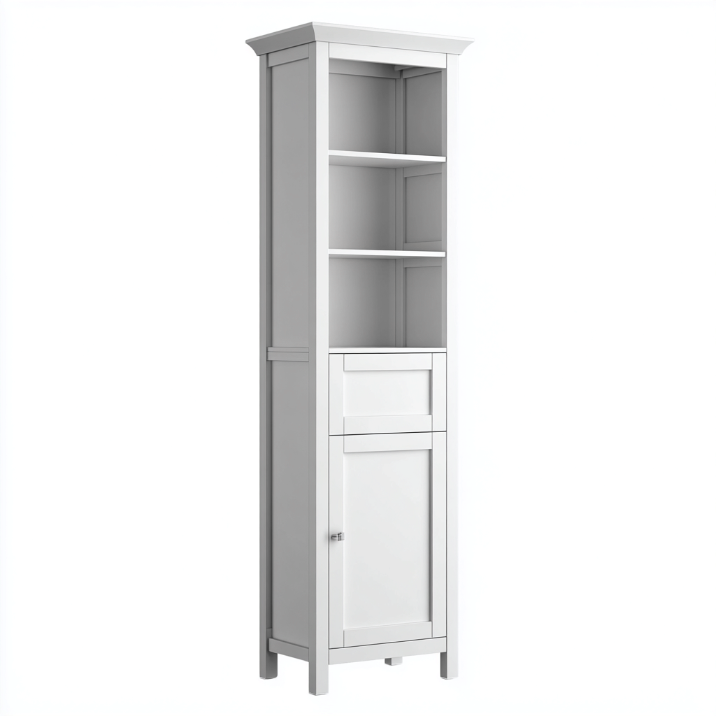 Libreria in legno 55x35x190 cm - bianco - adatta a soggiorno - design moderno-Roomgohaus