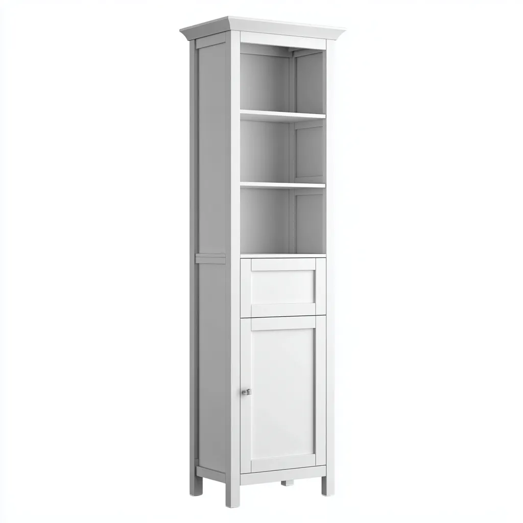 Libreria in legno 55x35x190 cm - bianco - adatta a soggiorno - design moderno-Roomgohaus