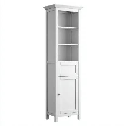 Libreria in legno 55x35x190 cm - bianco - adatta a soggiorno - design moderno-Roomgohaus