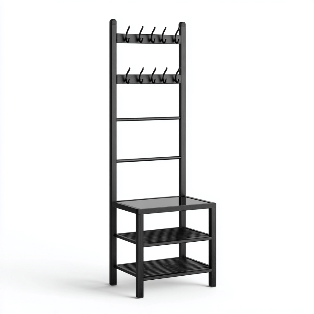 Attaccapanni Metallo 60x40x180 cm - Nero - Design moderno-Roomgohaus