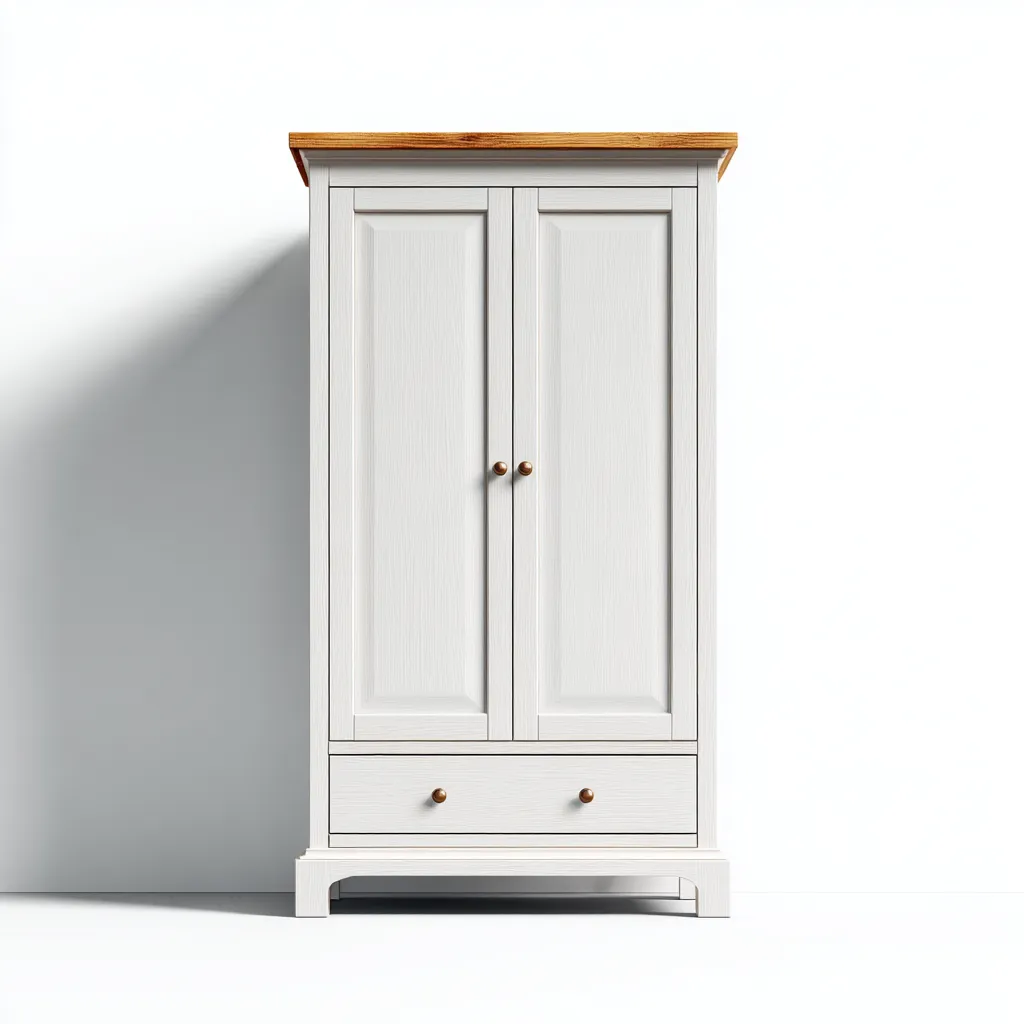 Armadio Legno-Legno verniciato 90x50x180 cm - Bianco-Legno naturale - Struttura classica-Roomgohaus