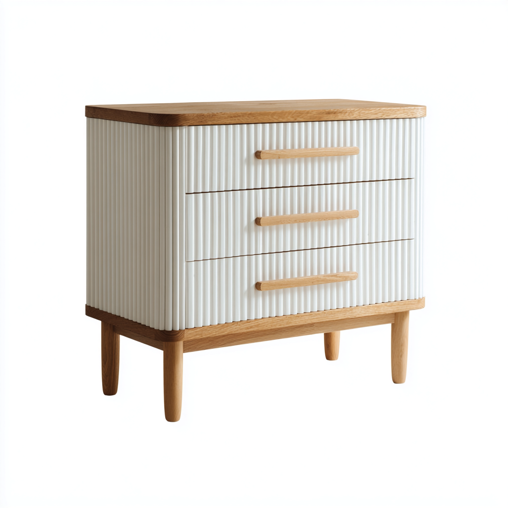 Cassettiera in legno 60x35x75 cm - bianco-naturale - per camera da letto - stile moderno-Roomgohaus