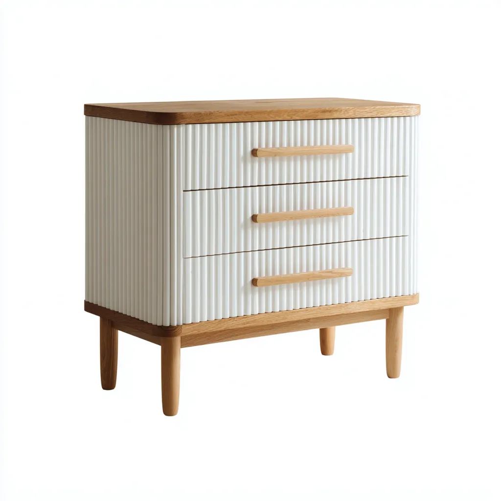 Cassettiera in legno 60x35x75 cm - bianco-naturale - per camera da letto - stile moderno-Roomgohaus