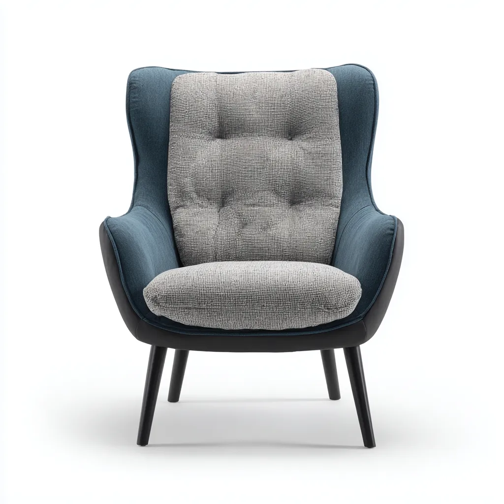 Poltrona Tessuto Metallo 84x80x92 cm - Grigio-Blu - Design moderno-Roomgohaus