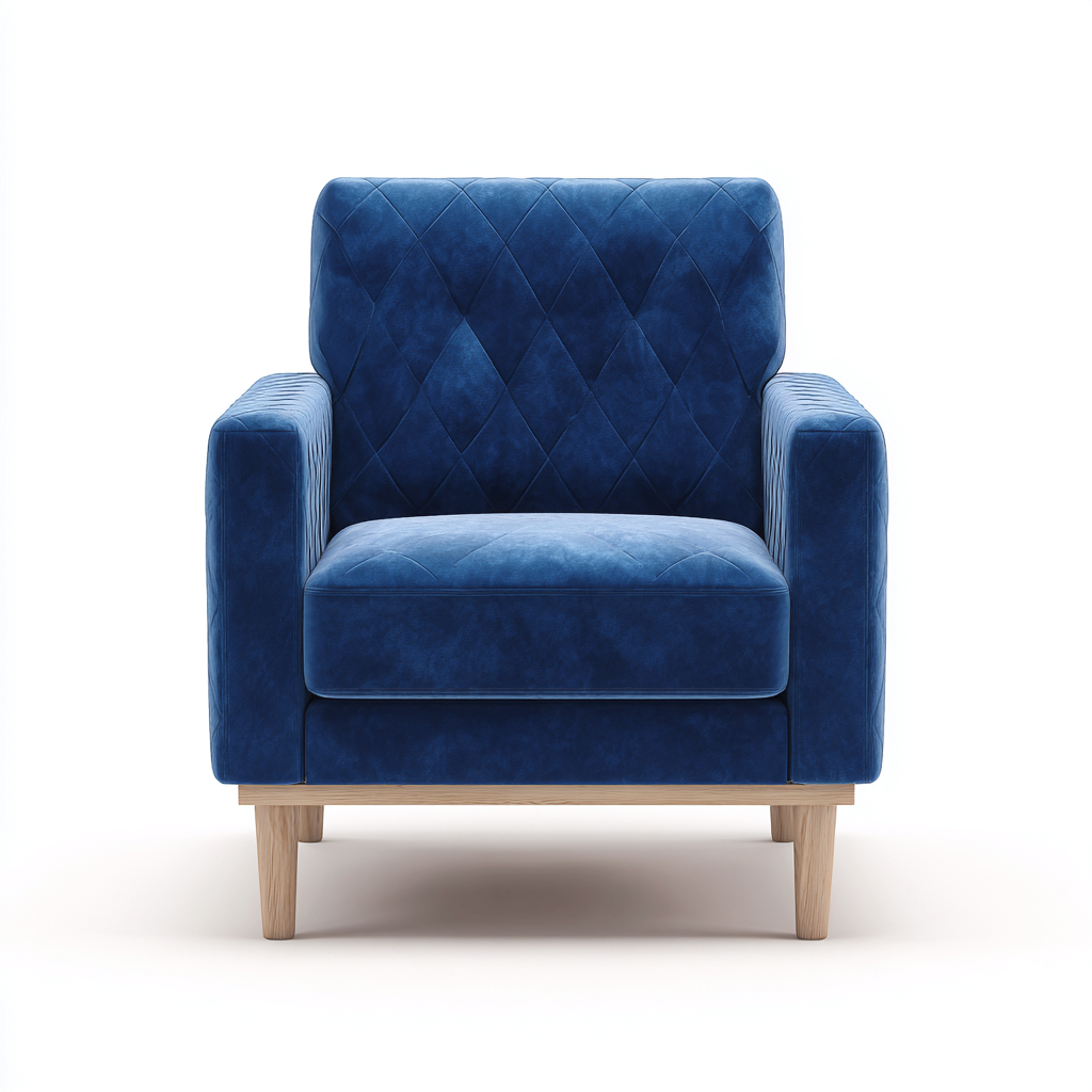 Poltrona Velluto Legno 87x81x89 cm - Blu - Design moderno-Roomgohaus