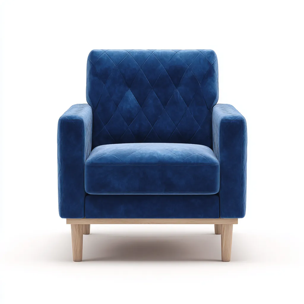 Poltrona Velluto Legno 87x81x89 cm - Blu - Design moderno-Roomgohaus