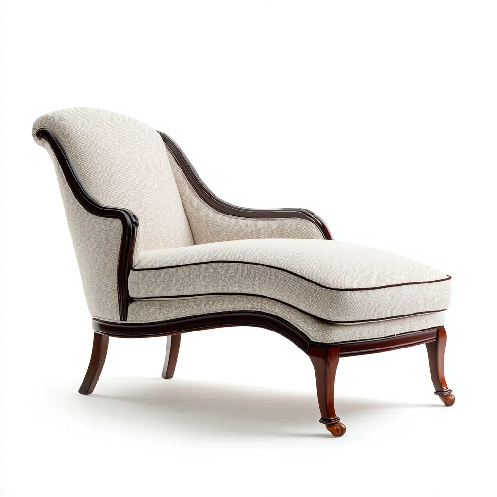 Chaise longue Tessuto Legno 185x80x85 cm - Beige-Marrone scuro - Stile classico-Roomgohaus