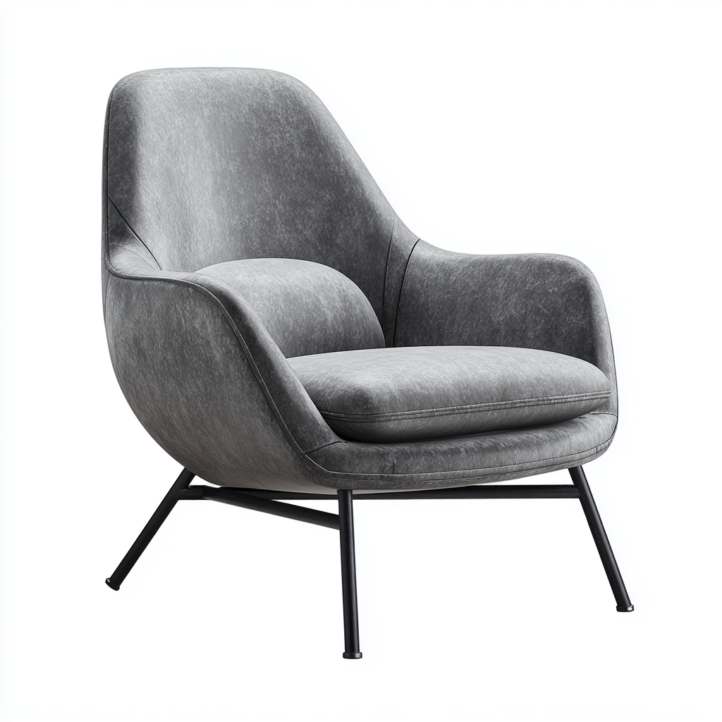 Poltrona Ecopelle Metallo 83x78x92 cm - Grigio - Design moderno-Roomgohaus