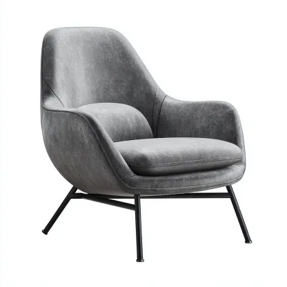 Poltrona Ecopelle Metallo 83x78x92 cm - Grigio - Design moderno-Roomgohaus