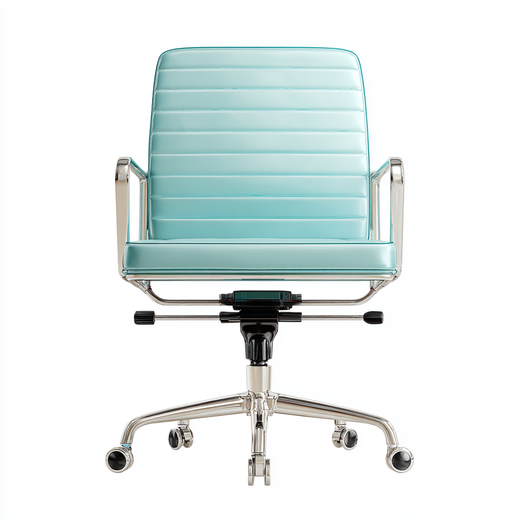 Sedia da ufficio in ecopelle 60x60x90 cm - azzurro - ergonomica - design moderno-Roomgohaus