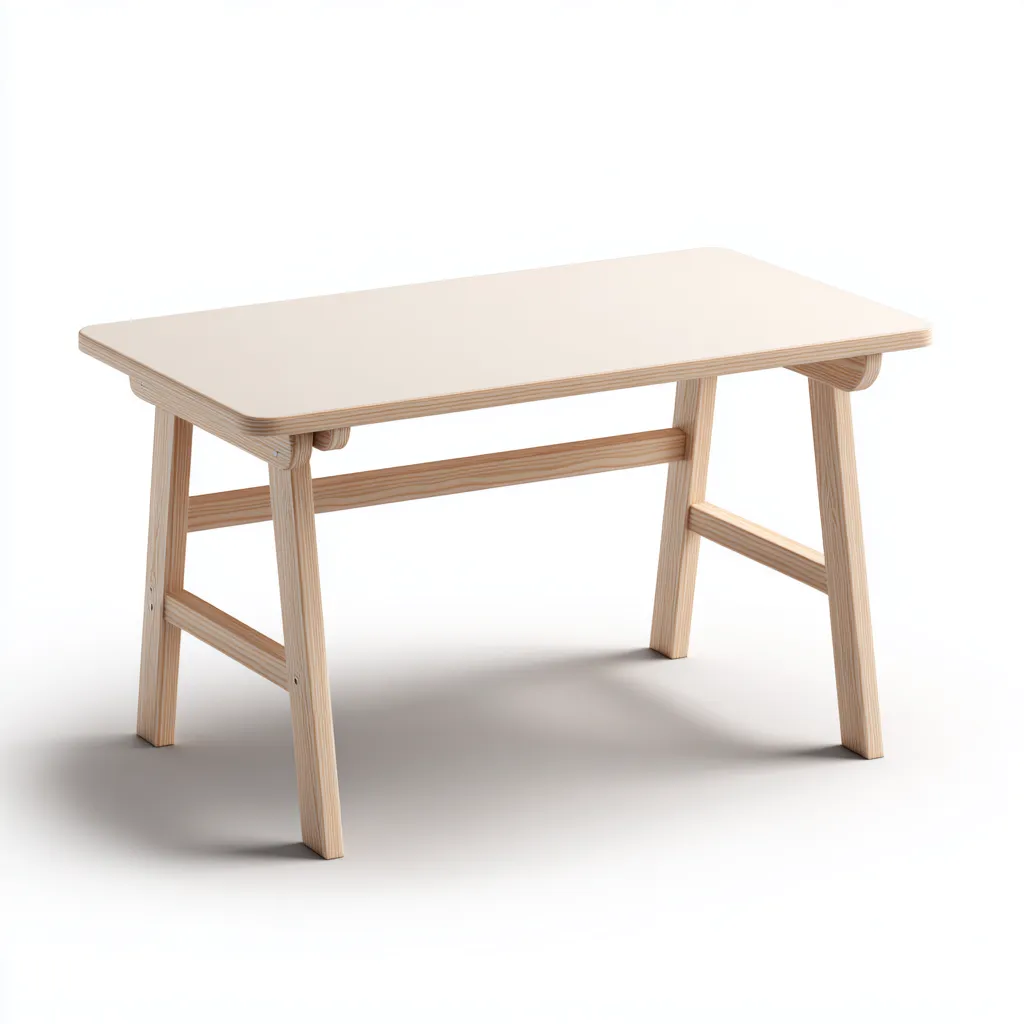 Scrivania per bambini in legno 90x55x60 cm - beige - adatta alla cameretta - design semplice-Roomgohaus