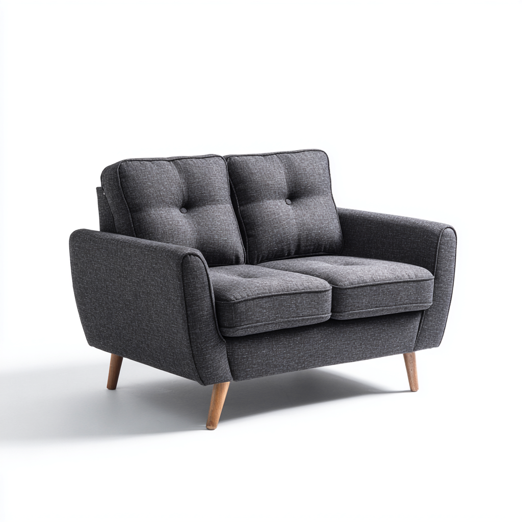 Divano lineare Tessuto Legno 145x80x88 cm - Grigio - Stile moderno-Roomgohaus