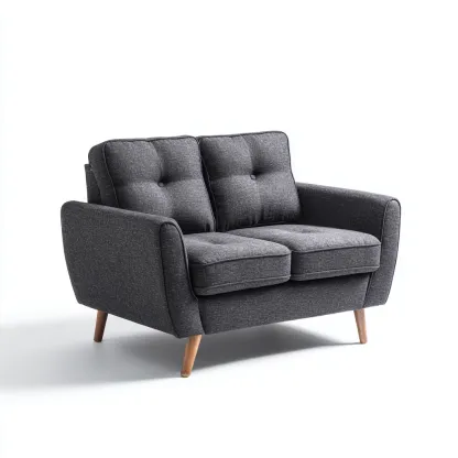 Divano lineare Tessuto Legno 145x80x88 cm - Grigio - Stile moderno-Roomgohaus