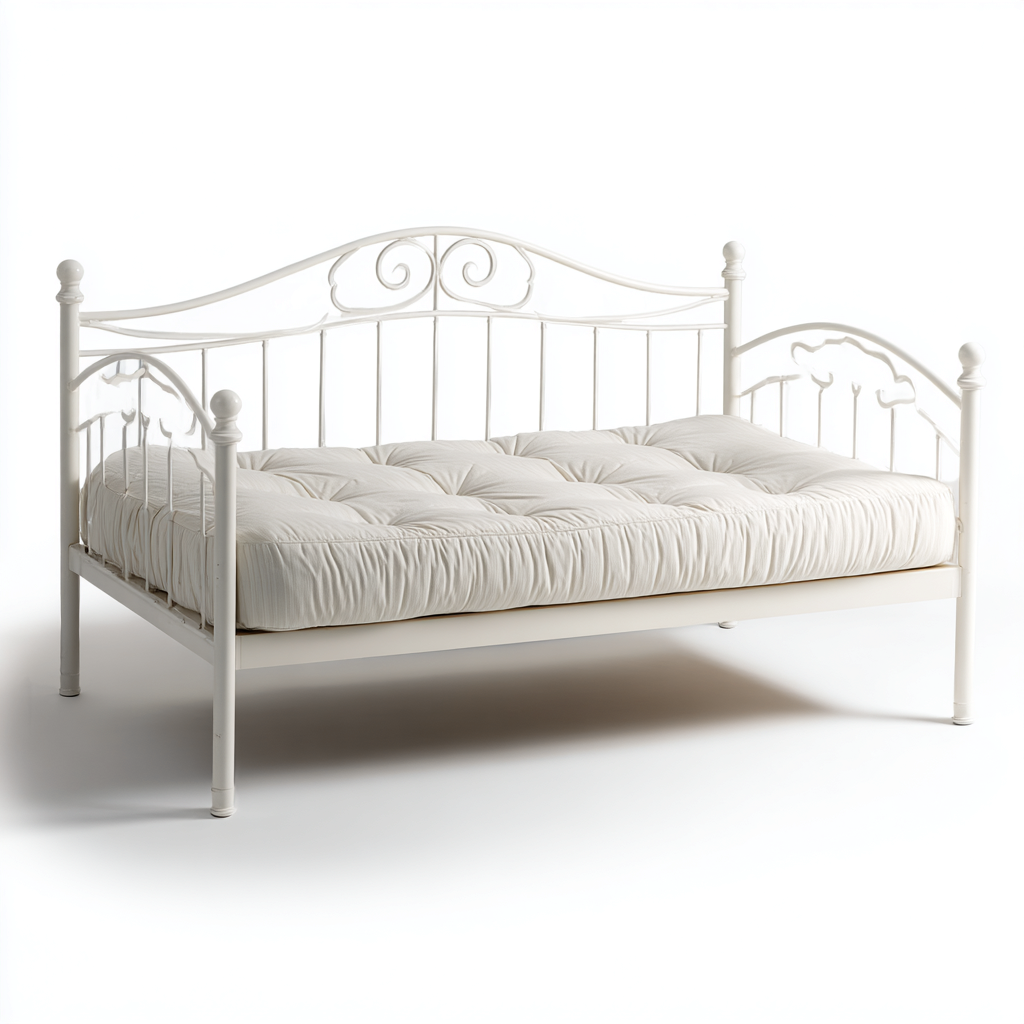 Divano letto in metallo 190x80x95 cm - bianco - design classico per camera da letto-Roomgohaus