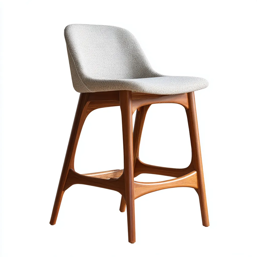 Sgabello da bar in legno e tessuto 45x48x95 cm - noce-grigio - per cucina - stile moderno-Roomgohaus