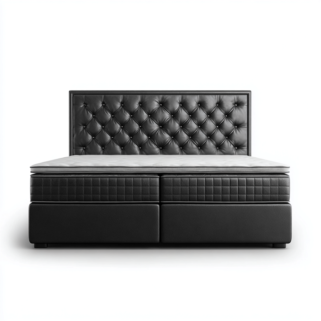 Letto matrimoniale Pelle Legno 200x160x120 cm - Nero - Design moderno-Roomgohaus