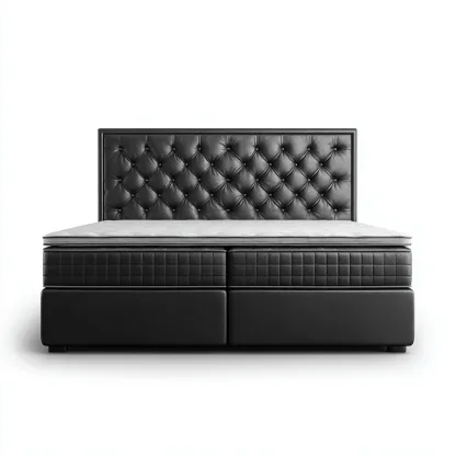 Letto matrimoniale Pelle Legno 200x160x120 cm - Nero - Design moderno-Roomgohaus