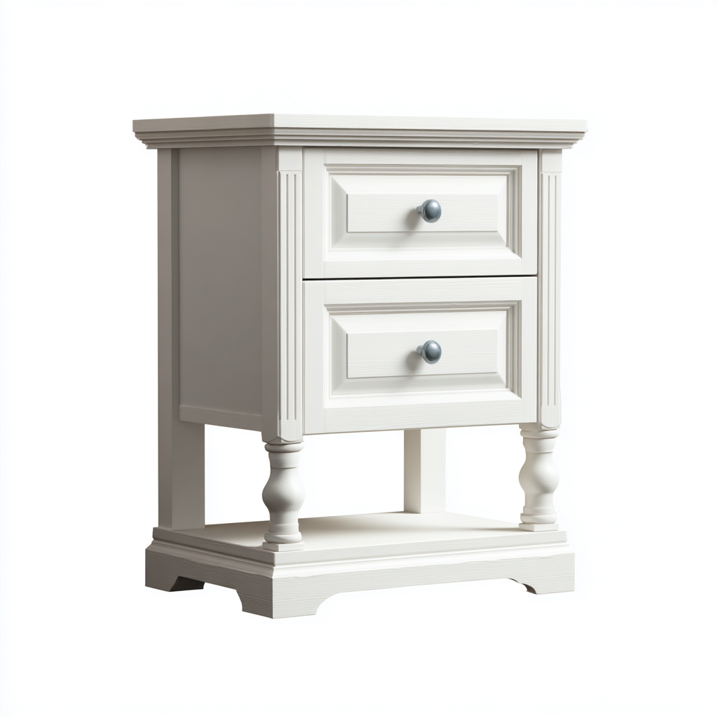 Cassettiera Legno 45x35x60 cm - Bianco - Stile classico-Roomgohaus
