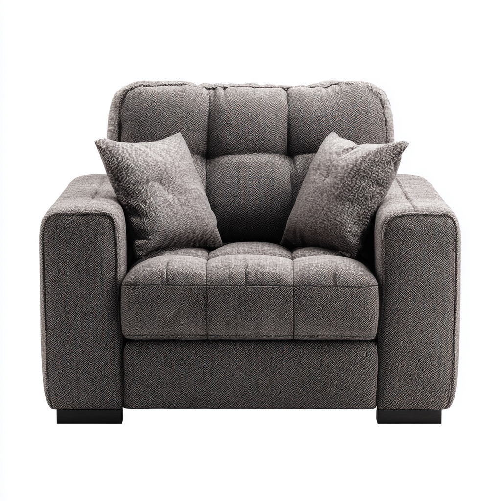 Poltrona Tessuto Legno 102x95x90 cm - Grigio - Design moderno-Roomgohaus