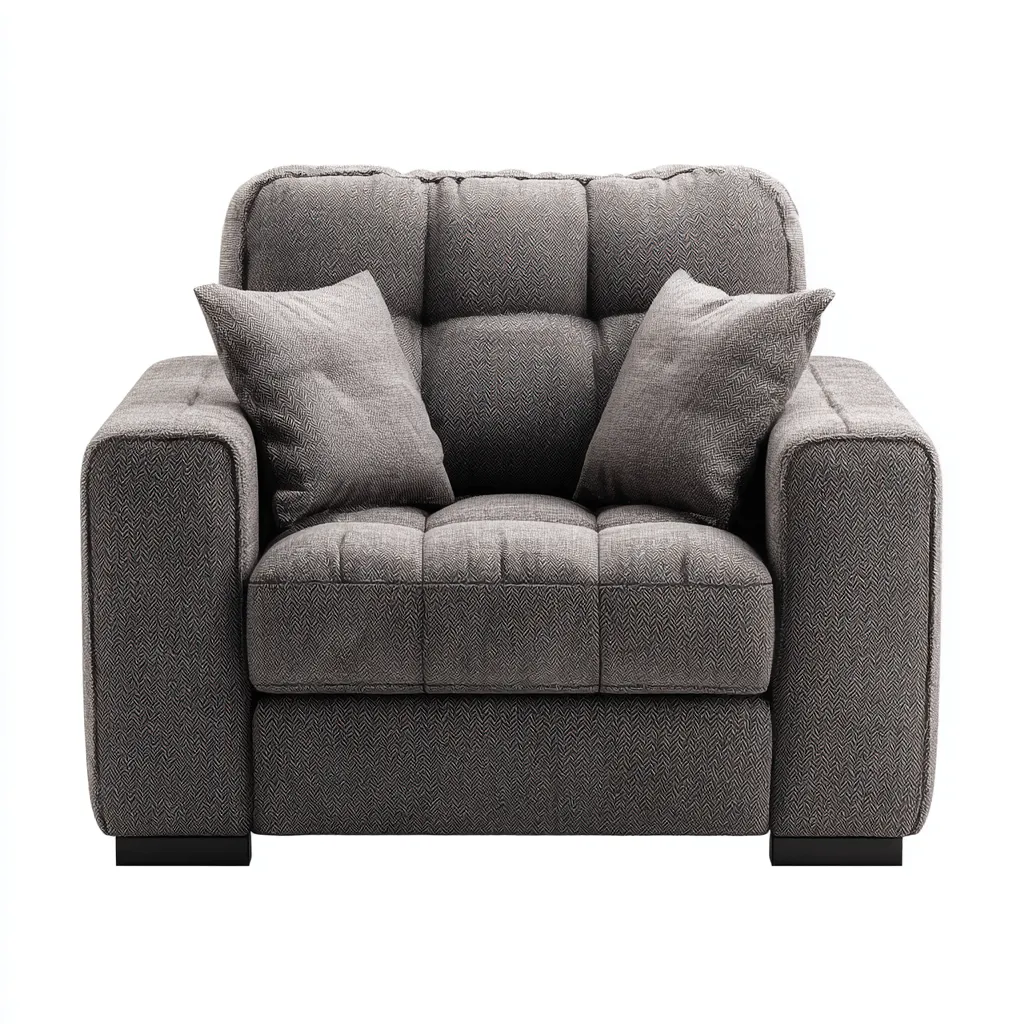 Poltrona Tessuto Legno 102x95x90 cm - Grigio - Design moderno-Roomgohaus