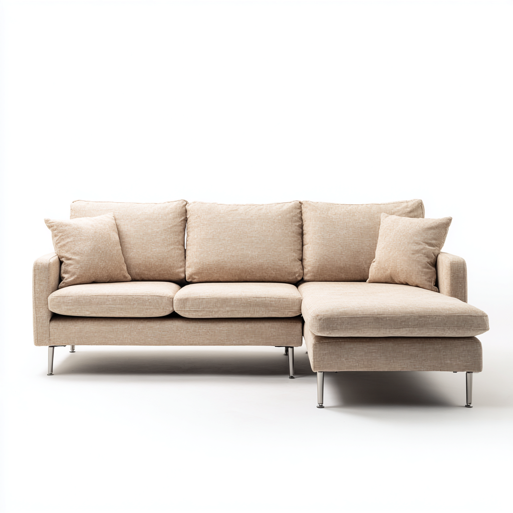 Divano angolare Tessuto Metallo 255x160x90 cm - Beige - Stile moderno-Roomgohaus