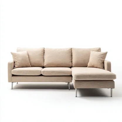 Divano angolare Tessuto Metallo 255x160x90 cm - Beige - Stile moderno-Roomgohaus